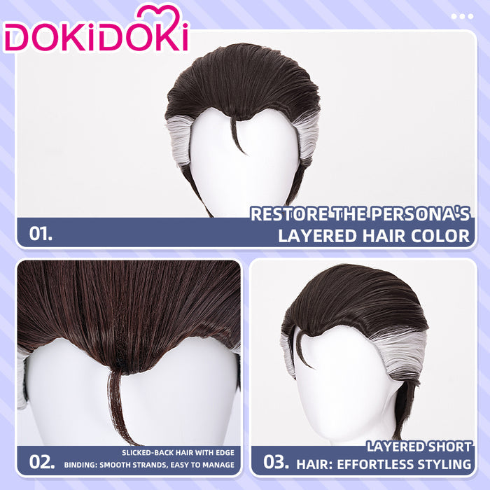 【Ready For Ship】DokiDoki Game Cosplay Men Wig Black Accent Dyeing