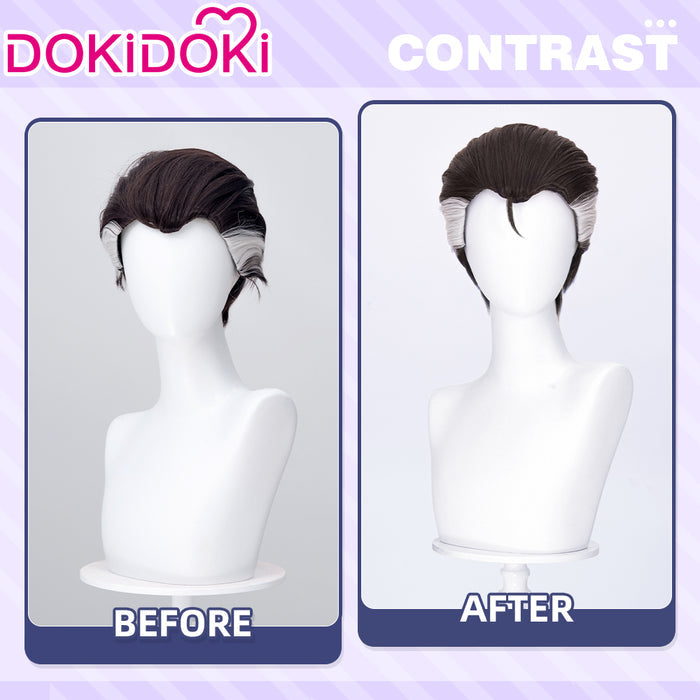 【Ready For Ship】DokiDoki Game Cosplay Men Wig Black Accent Dyeing