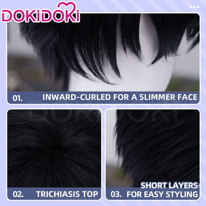 【Ready For Ship】DokiDoki Game Cosplay Men Wig Short Straight Black Hair