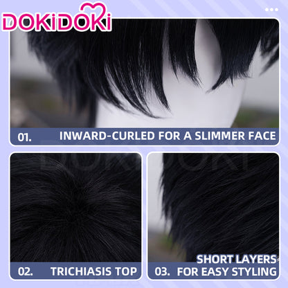 【Ready For Ship】DokiDoki Game Cosplay Men Wig Short Straight Black Hair