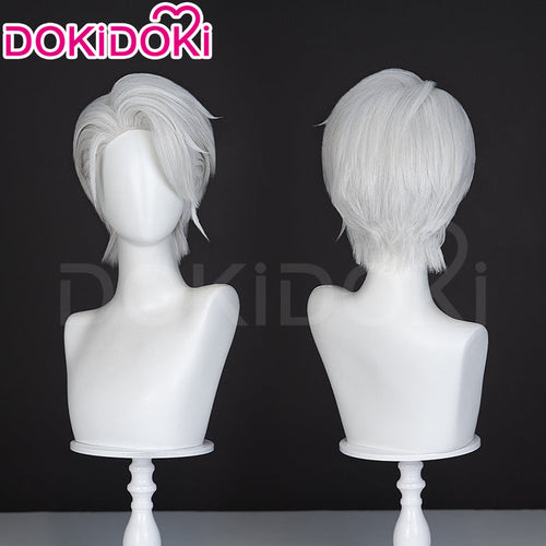 【Ready For Ship】DokiDoki Game Cosplay Men Wig Short Straight Silver Hair