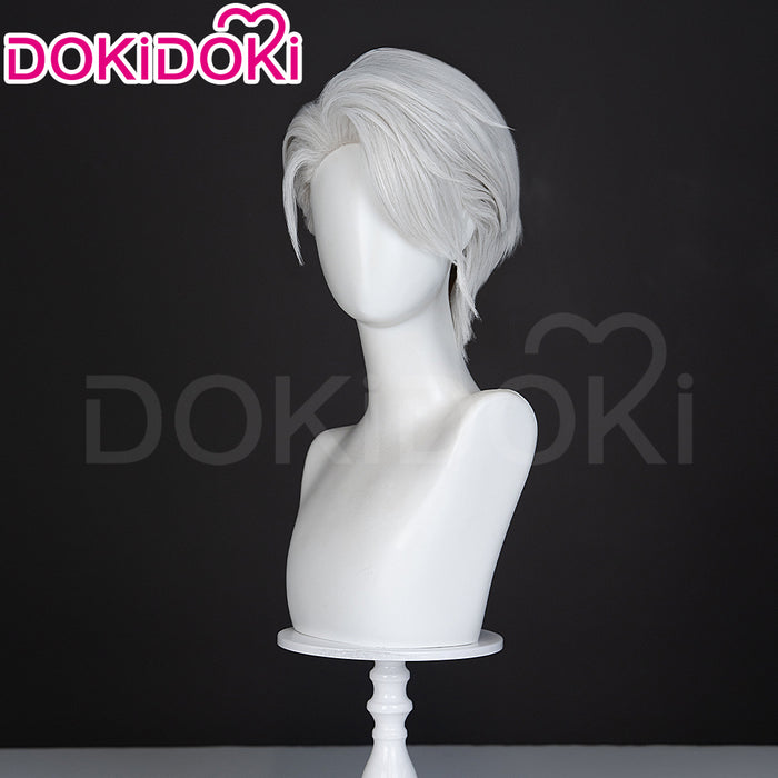 【Ready For Ship】DokiDoki Game Cosplay Men Wig Short Straight Silver Hair