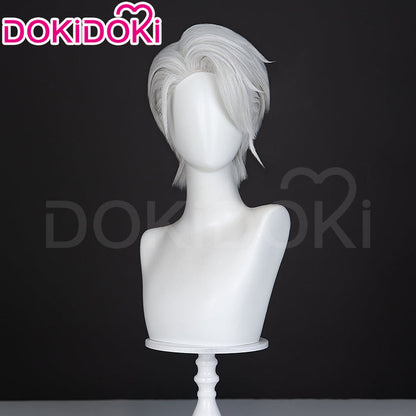 【Ready For Ship】DokiDoki Game Cosplay Men Wig Short Straight Silver Hair