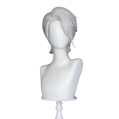 【Ready For Ship】DokiDoki Game Cosplay Men Wig Short Straight Silver Hair