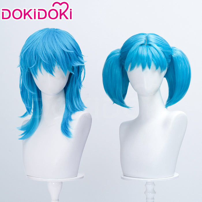 【Ready For Ship】DokiDoki Game Cosplay Wig Blue Double Ponytails