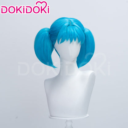 【Ready For Ship】DokiDoki Game Cosplay Wig Blue Double Ponytails