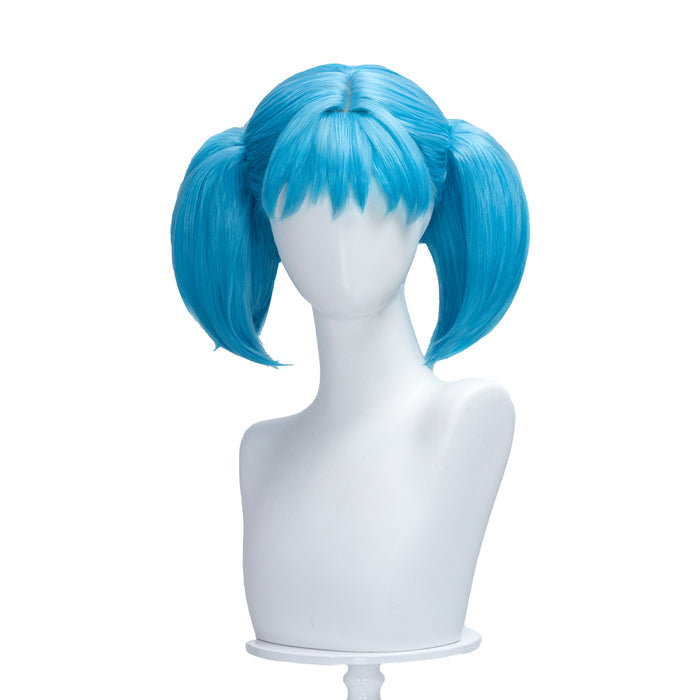 【Ready For Ship】DokiDoki Game Cosplay Wig Blue Double Ponytails