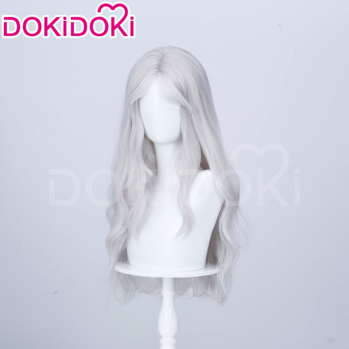 【Ready For Ship】DokiDoki Game Cosplay Wig Long Curly Silver Hair