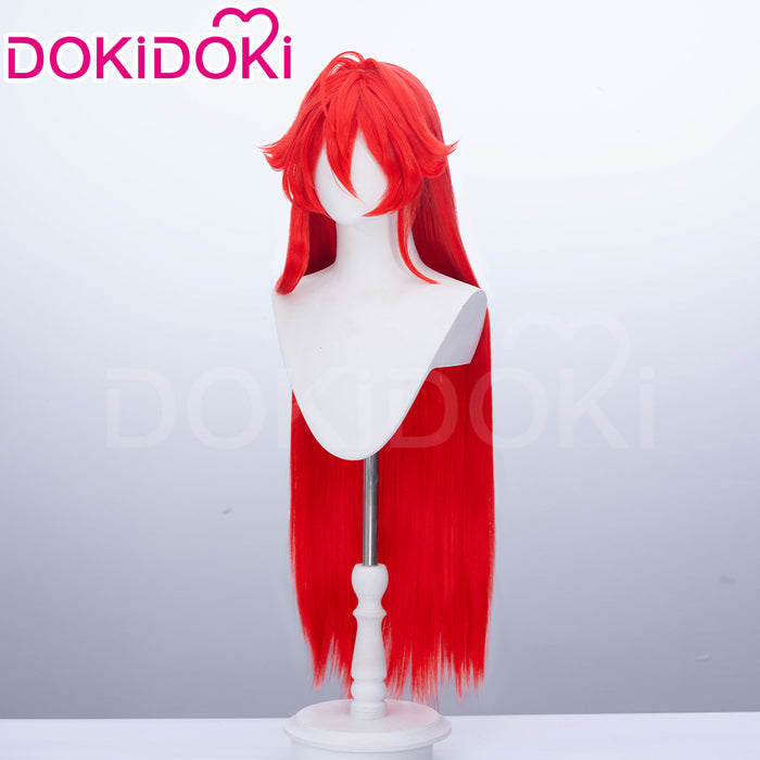 【Ready For Ship】DokiDoki Game Cosplay Wig Long Straight Red Hair