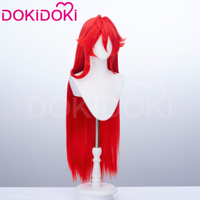 【Ready For Ship】DokiDoki Game Cosplay Wig Long Straight Red Hair