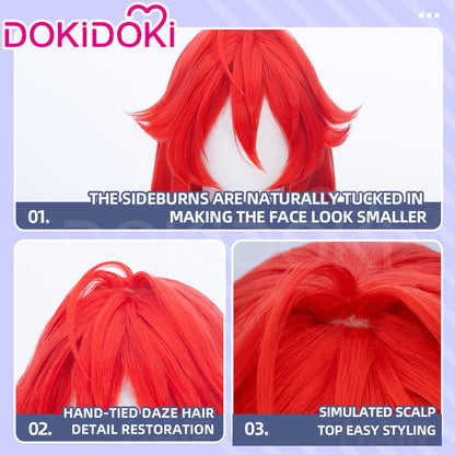 【Ready For Ship】DokiDoki Game Cosplay Wig Long Straight Red Hair
