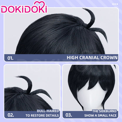 【Ready For Ship】DokiDoki Game Cosplay Wig Short Straight Black Hair