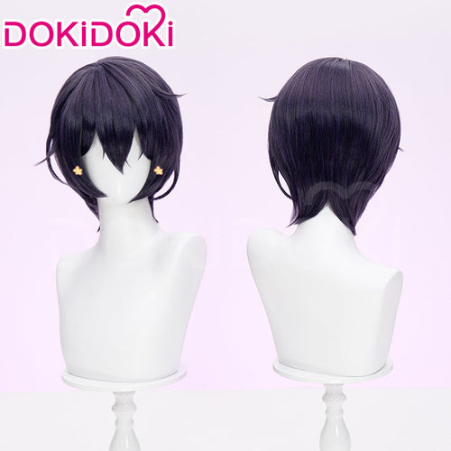 【Ready For Ship】DokiDoki Game Cosplay Wig Short Straight Dark Purple Hair