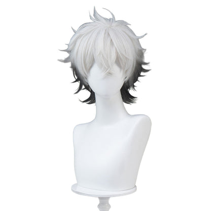 【Ready For Ship】DokiDoki Game Cosplay Wig Skuully Wig Short Curly White Black Ombre Hair