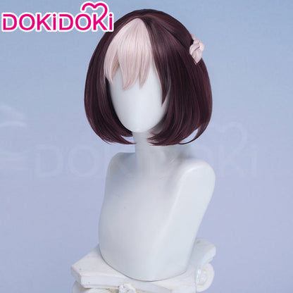 【Ready For Ship】DokiDoki Game Cosplay Wig / Tail Short Straight Brown White Highlight Hair