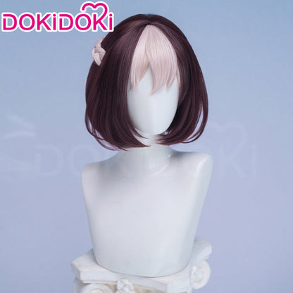 【Ready For Ship】DokiDoki Game Cosplay Wig / Tail Short Straight Brown White Highlight Hair