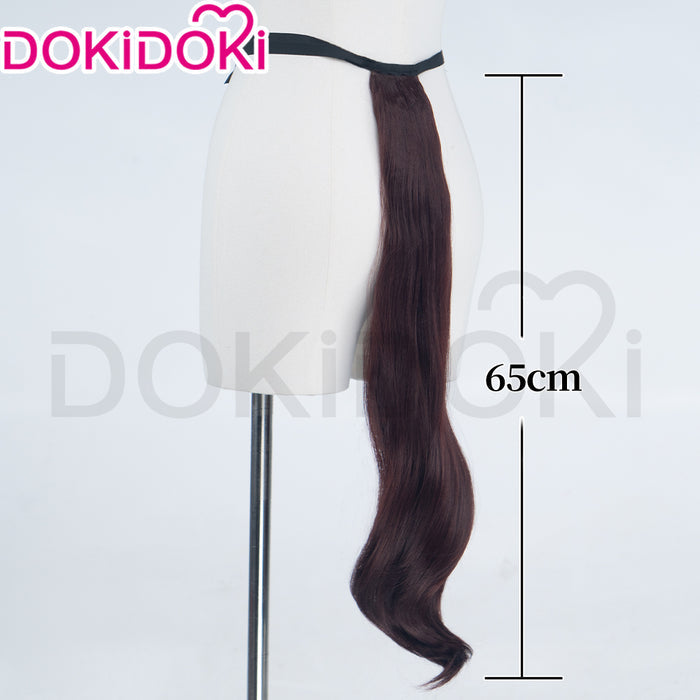 【Ready For Ship】DokiDoki Game Cosplay Wig / Tail Short Straight Brown White Highlight Hair