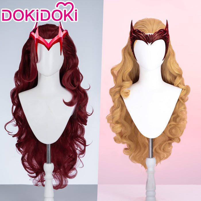 【Ready For Ship】Dokidoki Game Cosplay Woman Wig Long Curly Scarlet Red Orange Wig