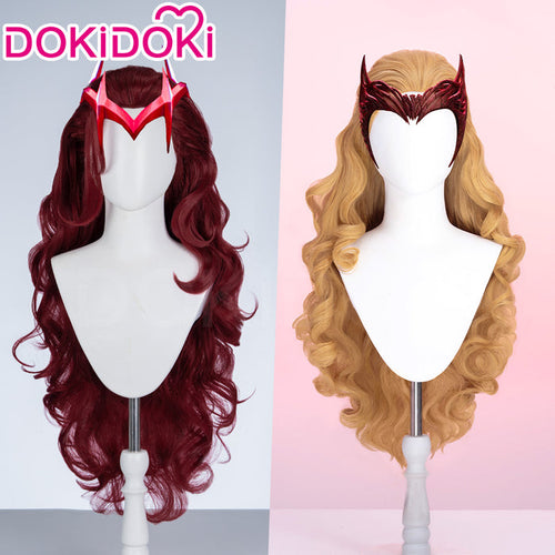 【Ready For Ship】Dokidoki Game Cosplay Woman Wig Long Curly Scarlet Red Orange Wig