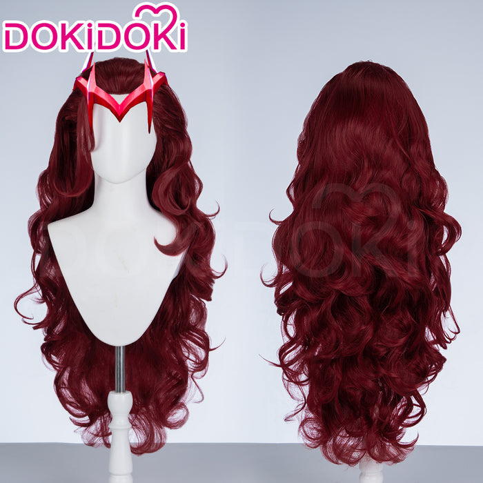 【Ready For Ship】Dokidoki Game Cosplay Woman Wig Long Curly Scarlet Red Orange Wig
