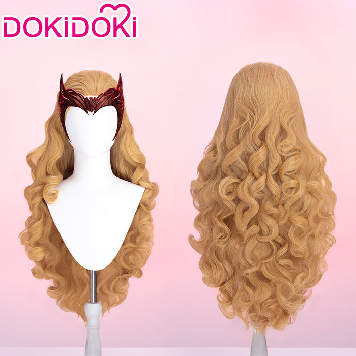 【Ready For Ship】Dokidoki Game Cosplay Woman Wig Long Curly Scarlet Red Orange Wig