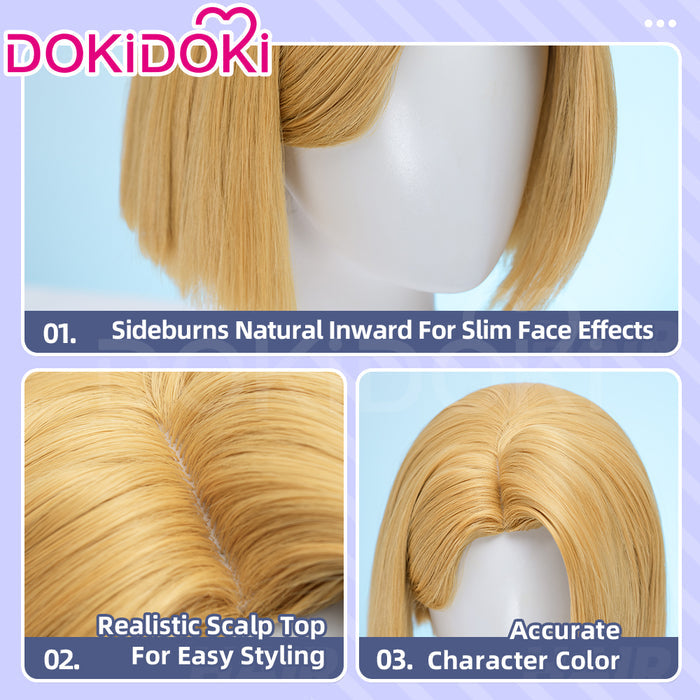 【Ready For Ship】DokiDoki Game Cosplay Woman Wig Short Straight Blond Hair