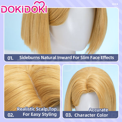 【Ready For Ship】DokiDoki Game Cosplay Woman Wig Short Straight Blond Hair