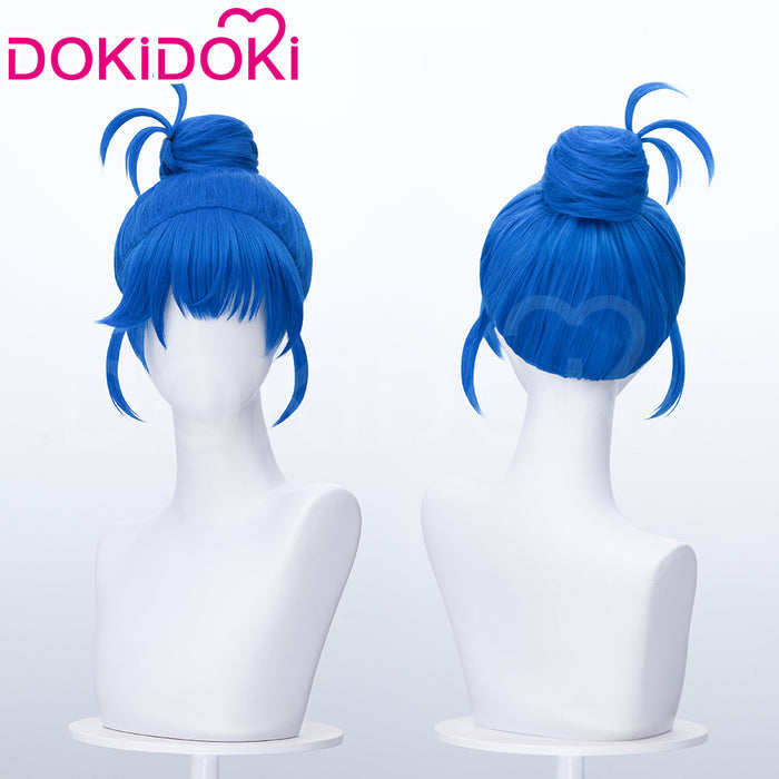 【Ready For Ship】DokiDoki Game Cosplay Women Wig Blue Hair Buns x LE SSERAFIM