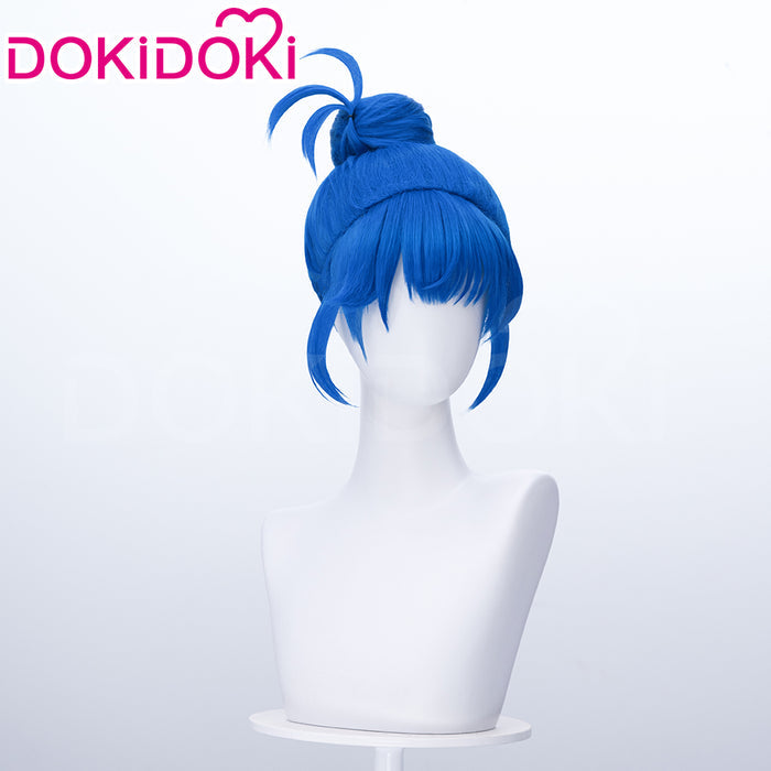 【Ready For Ship】DokiDoki Game Cosplay Women Wig Blue Hair Buns x LE SSERAFIM