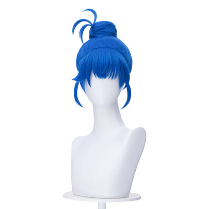 【Ready For Ship】DokiDoki Game Cosplay Women Wig Blue Hair Buns x LE SSERAFIM