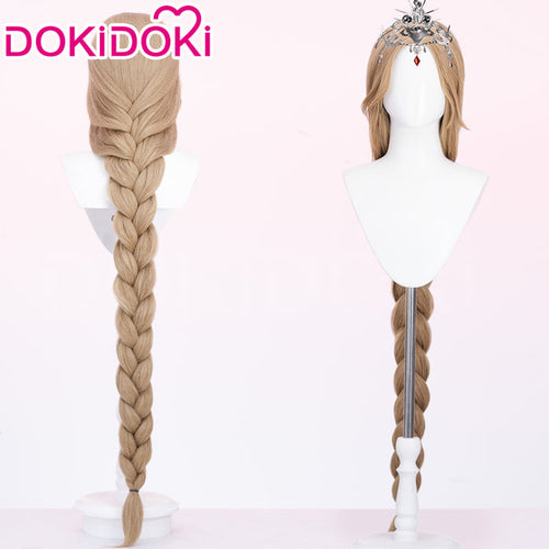【Ready For Ship】DokiDoki Game Cosplay Women Wig Long Straight Dark Gold Hair Braid