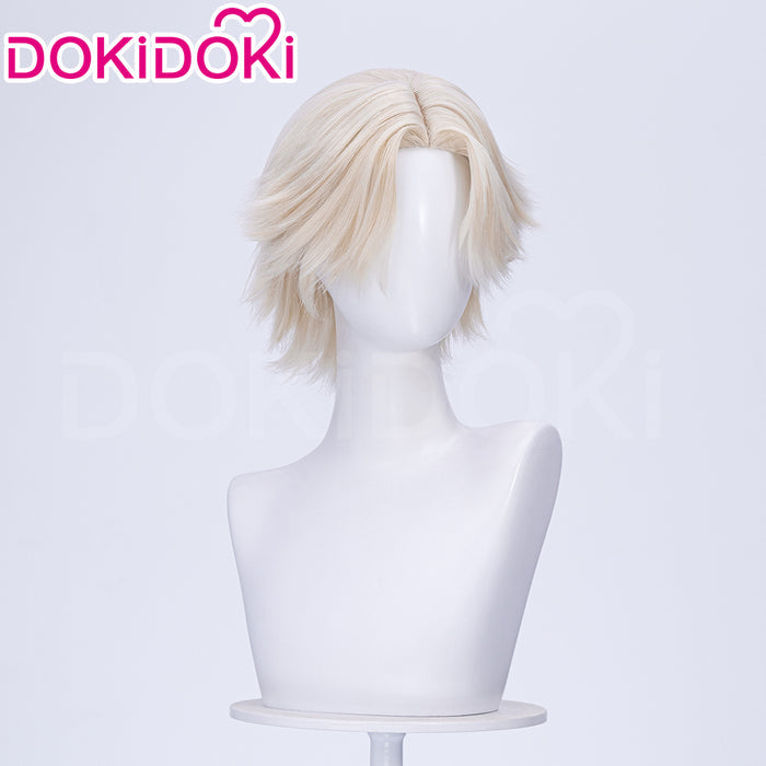 【Ready For Ship】DokiDoki Game Cosplay Women Wig Short Curly Blonde Hair