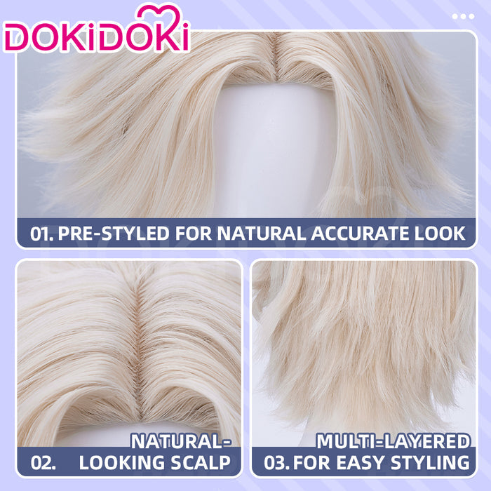 【Ready For Ship】DokiDoki Game Cosplay Women Wig Short Curly Blonde Hair