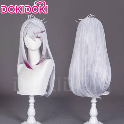 【Ready For Ship】DokiDoki Game Diabolik Lovers Cosplay Tsukinami Carla Wig Long Straight Silver With Red Tips Hair