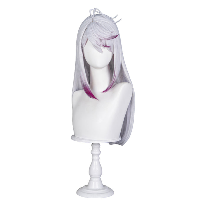 【Ready For Ship】DokiDoki Game Diabolik Lovers Cosplay Tsukinami Carla Wig Long Straight Silver With Red Tips Hair