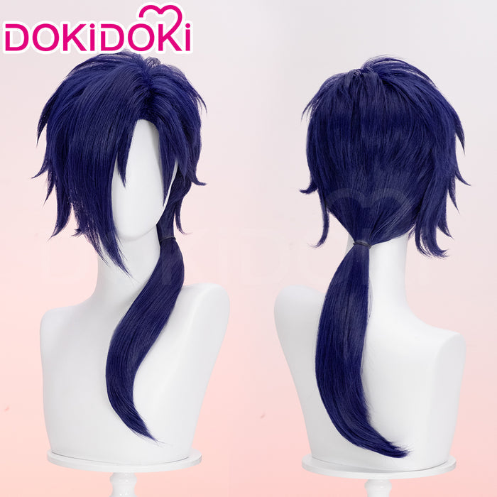 【Ready For Ship】DokiDoki Game DRAMAtical Murder Cosplay Koujaku Wig Long Dark Navy Hair Side ponytail