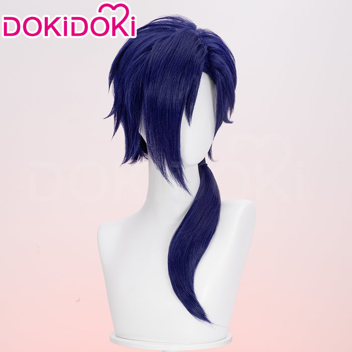 【Ready For Ship】DokiDoki Game DRAMAtical Murder Cosplay Koujaku Wig Long Dark Navy Hair Side ponytail