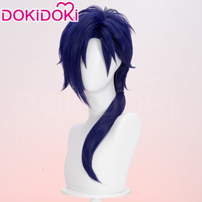 【Ready For Ship】DokiDoki Game DRAMAtical Murder Cosplay Koujaku Wig Long Dark Navy Hair Side ponytail