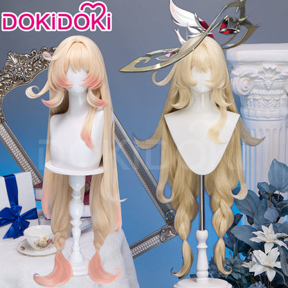 【Ready For Ship】DokiDoki Game Genshin Impact Cosplay Alice Wig Long Curly Blond Gradient Hair " A " Song of the Welkin Moon