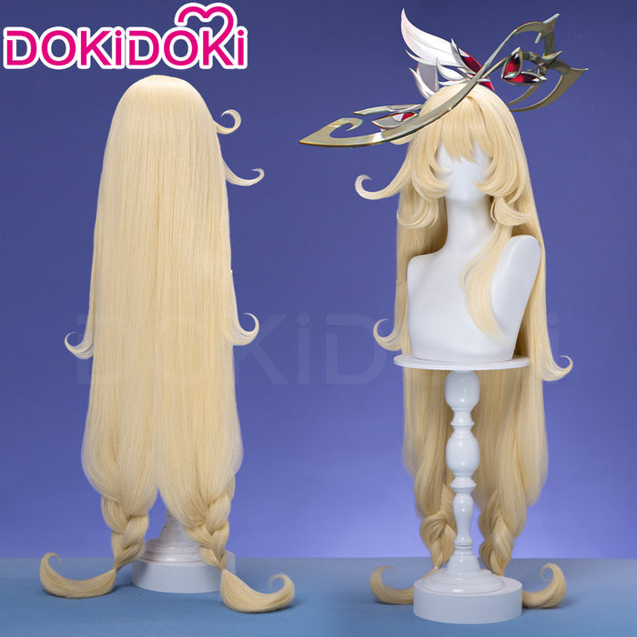 【Ready For Ship】DokiDoki Game Genshin Impact Cosplay Alice Wig Long Curly Blond Gradient Hair " A " Song of the Welkin Moon