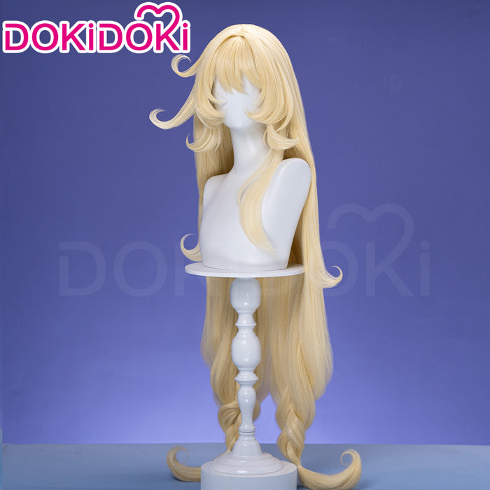 【Ready For Ship】DokiDoki Game Genshin Impact Cosplay Alice Wig Long Curly Blond Gradient Hair " A " Song of the Welkin Moon