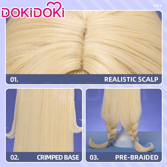 【Ready For Ship】DokiDoki Game Genshin Impact Cosplay Alice Wig Long Curly Blond Gradient Hair " A " Song of the Welkin Moon