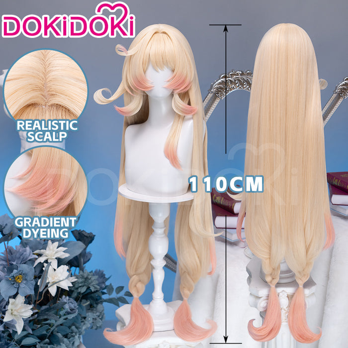 【Ready For Ship】DokiDoki Game Genshin Impact Cosplay Alice Wig Long Curly Blond Gradient Hair " A " Song of the Welkin Moon
