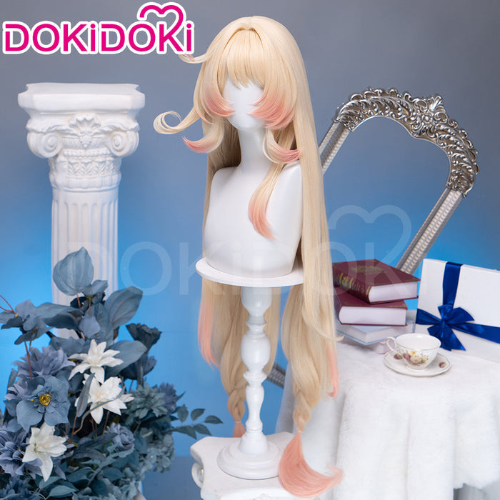 【Ready For Ship】DokiDoki Game Genshin Impact Cosplay Alice Wig Long Curly Blond Gradient Hair " A " Song of the Welkin Moon