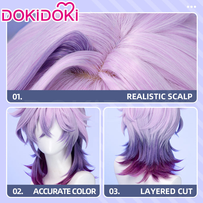 【Ready For Ship】DokiDoki Game Genshin Impact Cosplay Durin Purple Wig Song of the Welkin Moon / Head Accessory