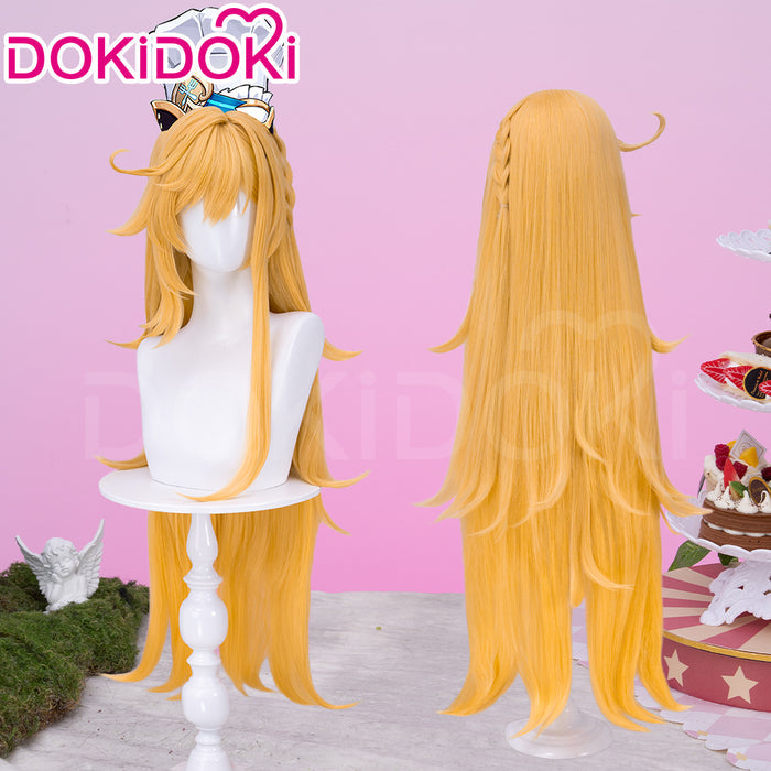 【Ready For Ship】DokiDoki Game Genshin Impact Cosplay Escoffier Wig Long Straight Yellow Hair