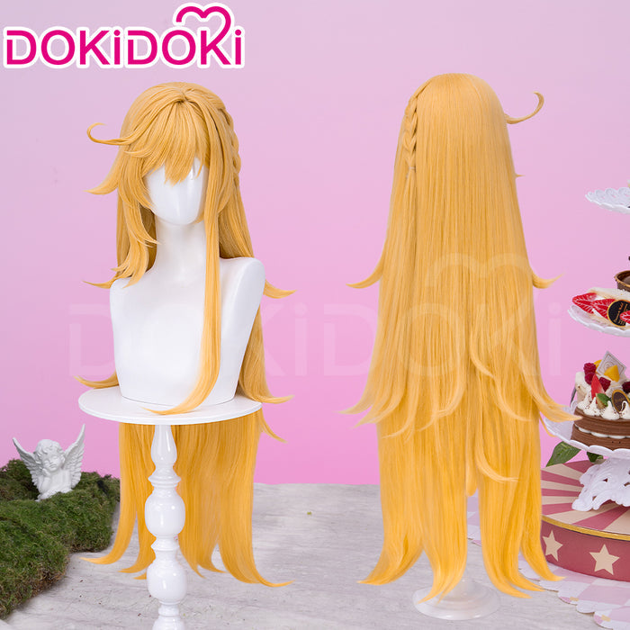 【Ready For Ship】DokiDoki Game Genshin Impact Cosplay Escoffier Wig Long Straight Yellow Hair