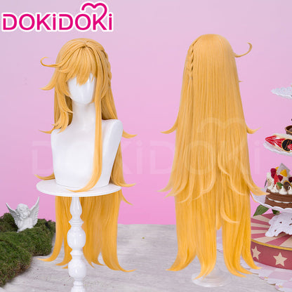 【Ready For Ship】DokiDoki Game Genshin Impact Cosplay Escoffier Wig Long Straight Yellow Hair