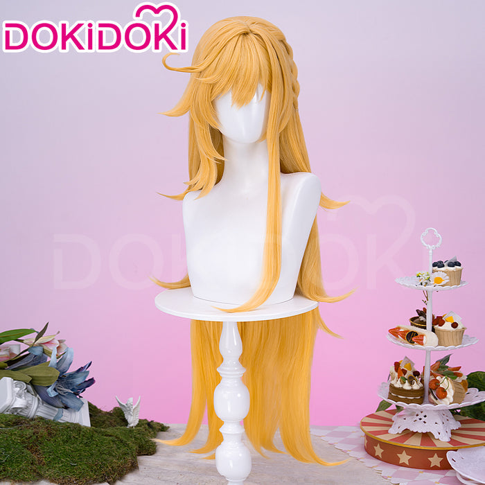 【Ready For Ship】DokiDoki Game Genshin Impact Cosplay Escoffier Wig Long Straight Yellow Hair