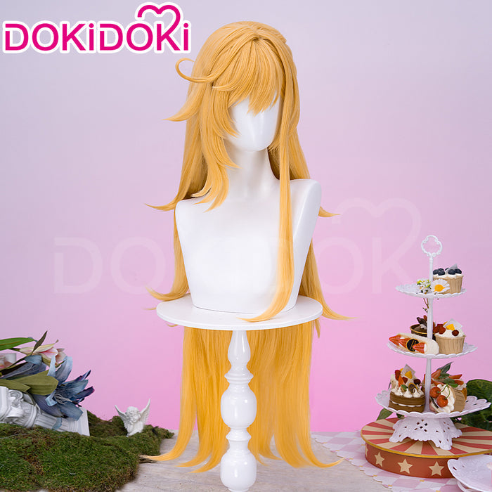 【Ready For Ship】DokiDoki Game Genshin Impact Cosplay Escoffier Wig Long Straight Yellow Hair